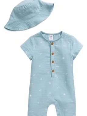 NWT Nordstrom baby boy romper and hat set 6M